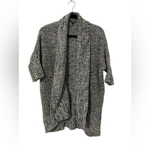 Express Black & White Marled Knit Open-Front Cardigan